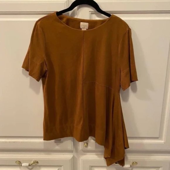 Chico’s Faux Suede Angled Top /Blouse - Picture 2 of 5